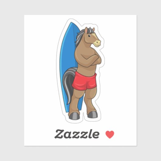 Paarden als Surfer met surfbord Sticker (Vel)