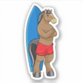 Paarden als Surfer met surfbord Sticker (Voorkant)