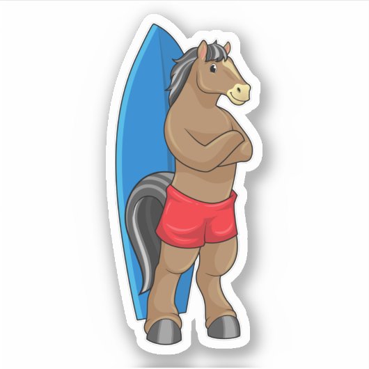 Paarden als Surfer met surfbord Sticker (Voorkant)