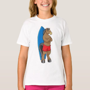 Paarden als Surfer met surfbord T-shirt