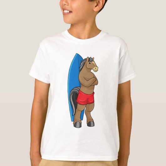Paarden als Surfer met surfbord T-shirt (Voorkant)