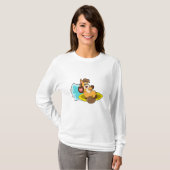 Paarden als Surfer met surfbord T-shirt (Voorkant volledig)