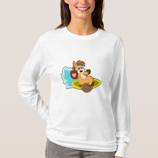 Paarden als Surfer met surfbord T-shirt (Voorkant)