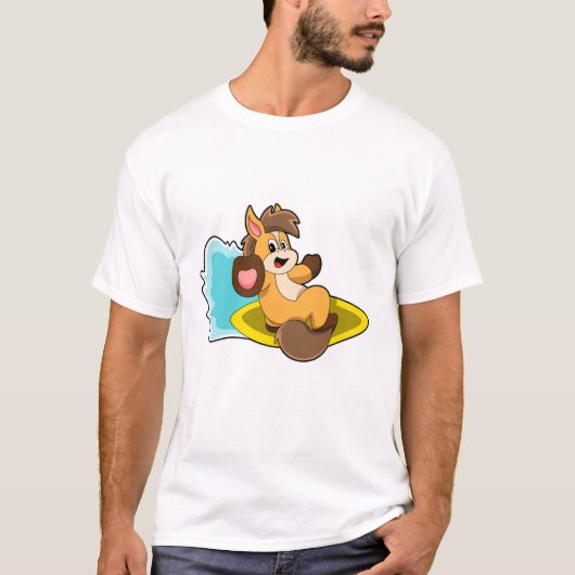 Paarden als Surfer met surfbord T-shirt (Voorkant)