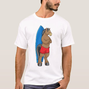 Paarden als Surfer met surfbord T-shirt