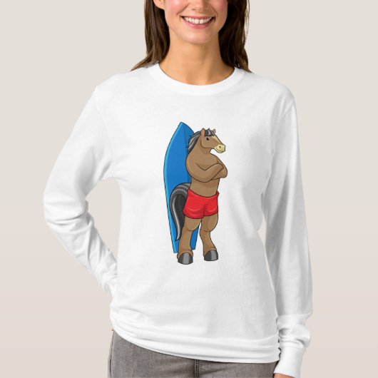 Paarden als Surfer met surfbord T-shirt (Voorkant)