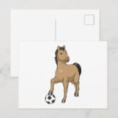 Paarden als Voetbalspeler met Voetbal Briefkaart (Voorkant / Achterkant)