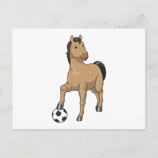 Paarden als Voetbalspeler met Voetbal Briefkaart (Voorkant)