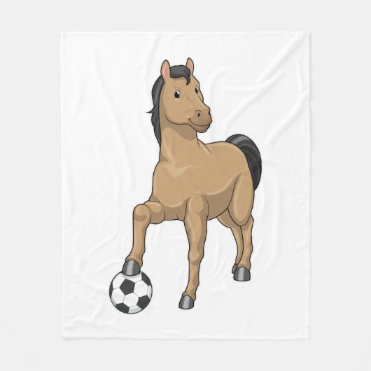 Paarden als Voetbalspeler met Voetbal Fleece Deken (Voorkant)