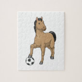 Paarden als Voetbalspeler met Voetbal Legpuzzel (Verticaal)