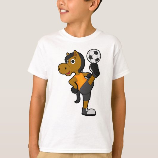 Paarden als Voetbalspeler met Voetbal T-shirt (Voorkant)