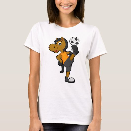 Paarden als Voetbalspeler met Voetbal T-shirt (Voorkant)