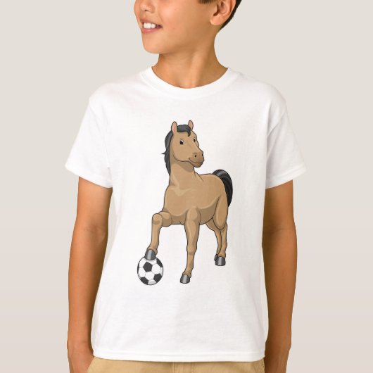 Paarden als Voetbalspeler met Voetbal T-shirt (Voorkant)