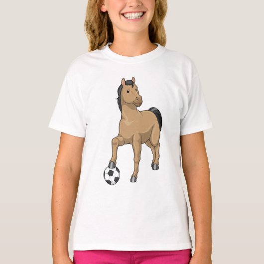 Paarden als Voetbalspeler met Voetbal T-shirt (Voorkant)