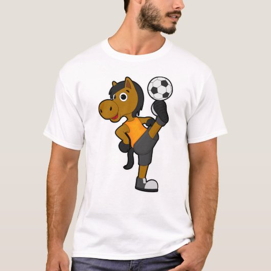 Paarden als Voetbalspeler met Voetbal T-shirt (Voorkant)