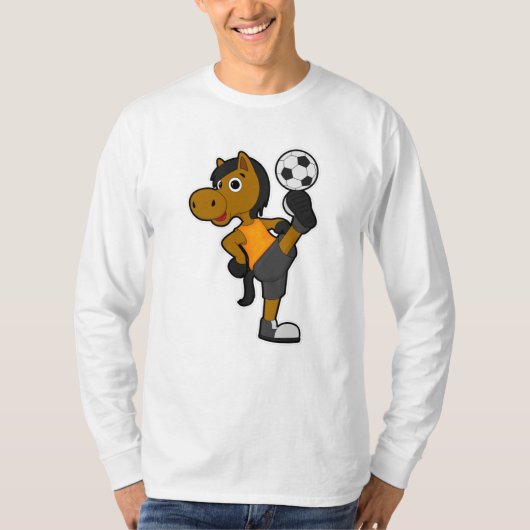 Paarden als Voetbalspeler met Voetbal T-shirt (Voorkant)