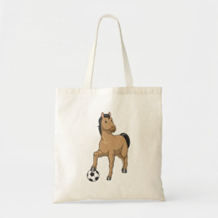Paarden als Voetbalspeler met Voetbal Tote Bag