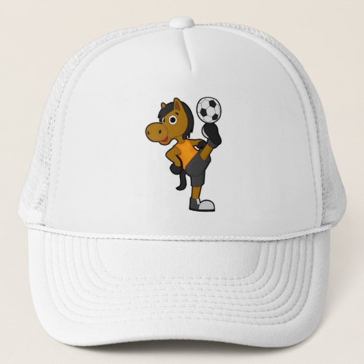 Paarden als Voetbalspeler met Voetbal Trucker Pet (Voorkant)