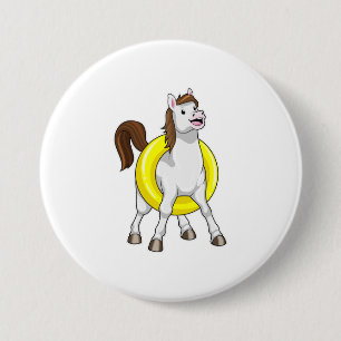 Paarden als zwemmer met Lifebouy Ronde Button 7,6 Cm