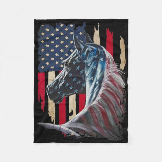 Paarden Amerika Vlag 4 juli Onafhankelijkheidsdag  Fleece Deken (Voorkant)