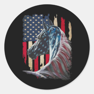 Paarden Amerika Vlag 4 juli Onafhankelijkheidsdag  Ronde Sticker