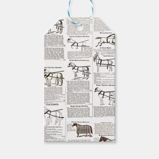 Paarden Antiek Adverteren krantenkunst Cadeaulabel (Voorkant)