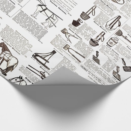 Paarden Antiek Adverteren krantenkunst Cadeaupapier (Hoek)