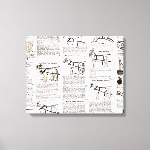 Paarden Antiek Adverteren krantenkunst Canvas Afdruk