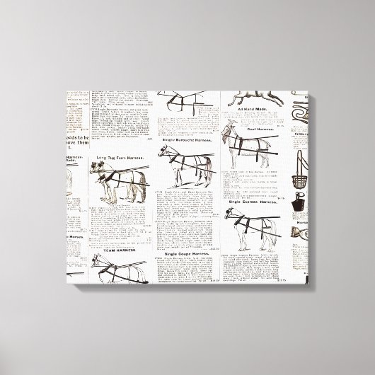 Paarden Antiek Adverteren krantenkunst Canvas Afdruk (Voorkant)