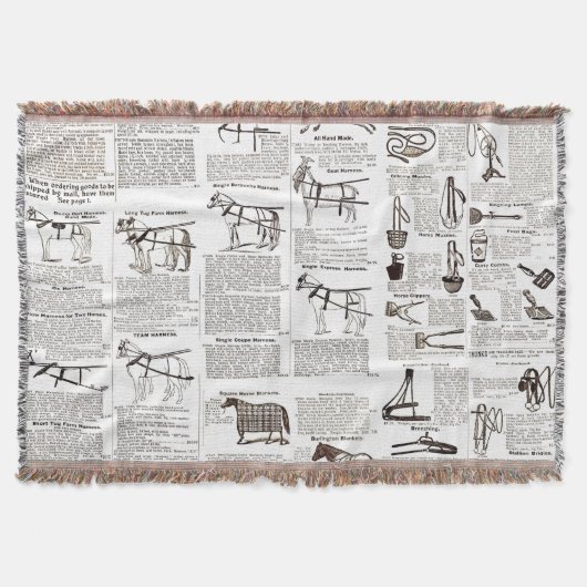 Paarden Antiek Adverteren krantenkunst Deken (Voorkant)