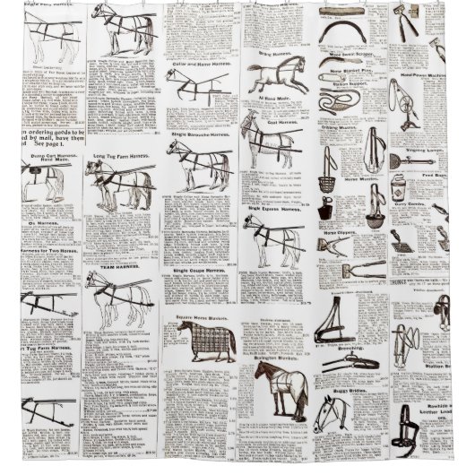 Paarden Antiek Adverteren krantenkunst Douchegordijn (Voorkant)