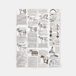 Paarden Antiek Adverteren krantenkunst Fleece Deken