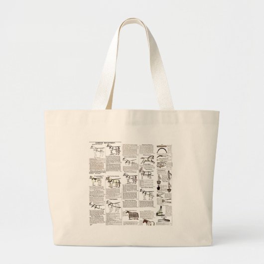 Paarden Antiek Adverteren krantenkunst Grote Tote Bag (Voorkant)