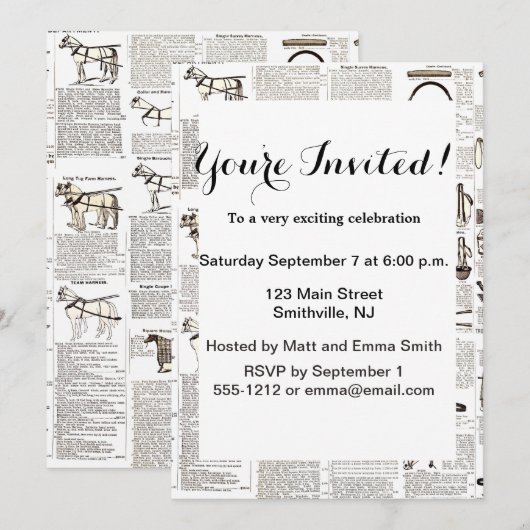 Paarden Antiek Adverteren krantenkunst Kaart (Voorkant / Achterkant)