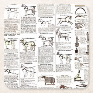 Paarden Antiek Adverteren krantenkunst Kartonnen Onderzetters