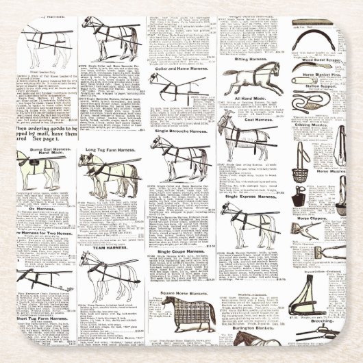 Paarden Antiek Adverteren krantenkunst Kartonnen Onderzetters (Voorkant)