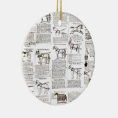 Paarden Antiek Adverteren krantenkunst Keramisch Ornament (Rechts)