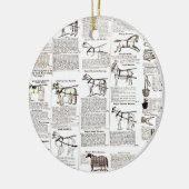 Paarden Antiek Adverteren krantenkunst Keramisch Ornament (Links)