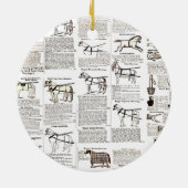 Paarden Antiek Adverteren krantenkunst Keramisch Ornament (Achterkant)