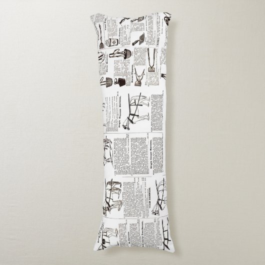 Paarden Antiek Adverteren krantenkunst Lichaamskussen (Voorkant Verticaal)