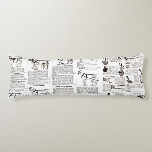 Paarden Antiek Adverteren krantenkunst Lichaamskussen (Voorkant)