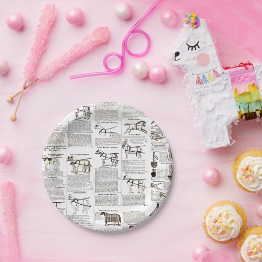 Paarden Antiek Adverteren krantenkunst Papieren Bordje (Feest)