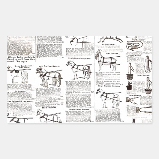 Paarden Antiek Adverteren krantenkunst Rechthoekige Sticker (Voorkant)