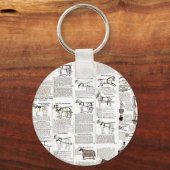 Paarden Antiek Adverteren krantenkunst Sleutelhanger (Voorkant)