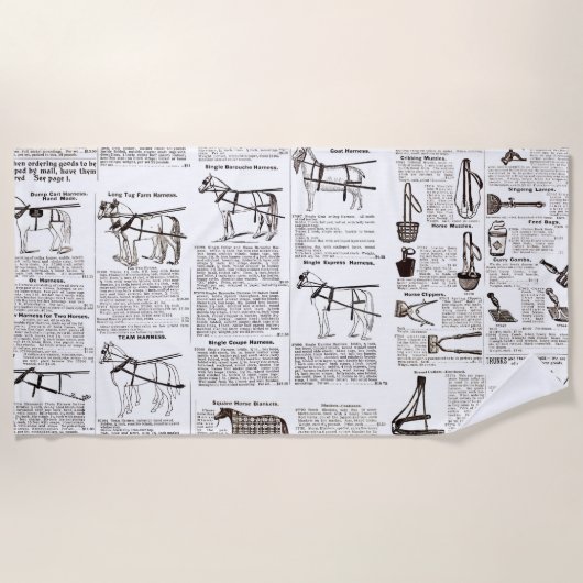 Paarden Antiek Adverteren krantenkunst Strandlaken (Voorkant)