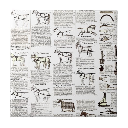 Paarden Antiek Adverteren krantenkunst Tegeltje (Voorkant)