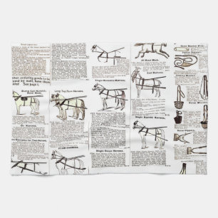 Paarden Antiek Adverteren krantenkunst Theedoek