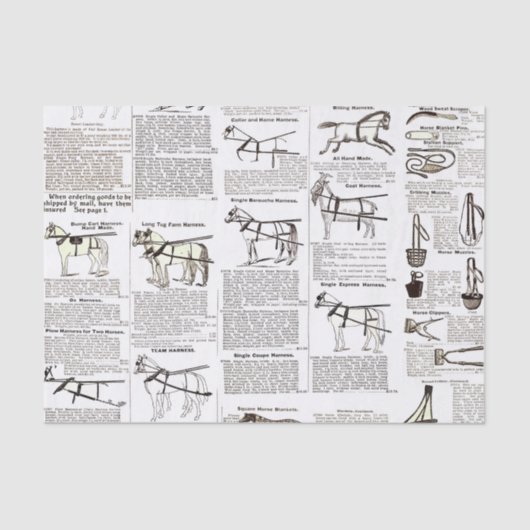 Paarden Antiek Adverteren krantenkunst Tissuepapier (Voorkant)