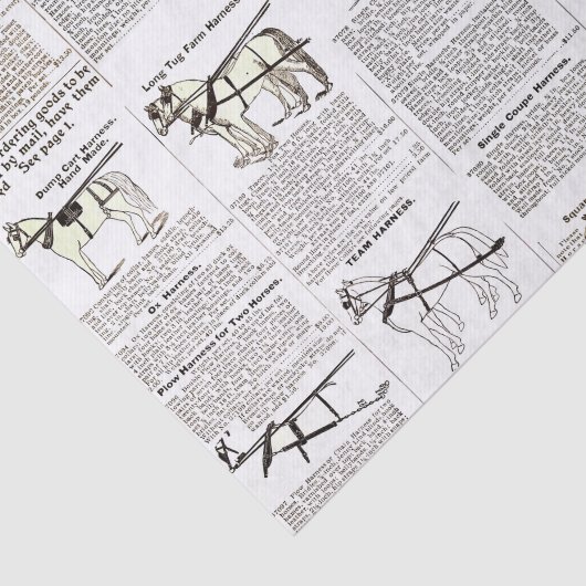 Paarden Antiek Adverteren krantenkunst Tissuepapier (Detail)