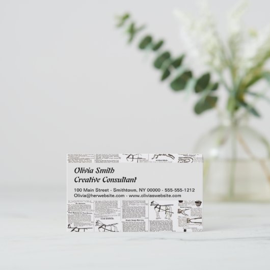 Paarden Antiek Adverteren krantenkunst Visitekaartje (Staand voorkant)